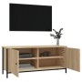 Mueble TV con puertas contrachapada roble Sonoma 102x35x45 cm de vidaXL, Muebles TV - Ref: Foro24-826291, Precio: 63,13 €, De...