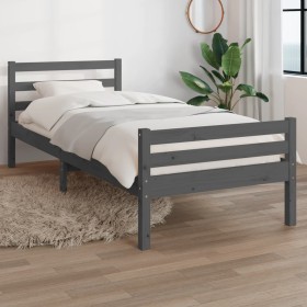 Einzelbettgestell aus grauem Massivholz, 75 x 190 cm von vidaXL, Betten und Lattenroste - Ref: Foro24-814781, Preis: 92,99 €,...