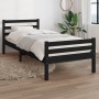 Black single solid wood bed frame 75x190 cm by vidaXL, Beds and slatted bases - Ref: Foro24-814783, Price: 103,09 €, Discount: %