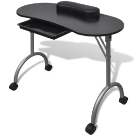 Folding black manicure table with wheels by vidaXL, Manicure tool sets - Ref: Foro24-110123, Price: 85,99 €, Discount: %