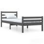 Estructura de cama individual madera maciza gris 90x190 cm de vidaXL, Camas y somieres - Ref: Foro24-814786, Precio: 105,71 €...