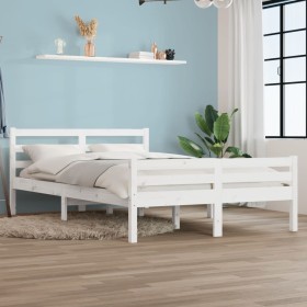 Small double bed frame white solid wood 120x190cm by vidaXL, Beds and slatted bases - Ref: Foro24-814790, Price: 106,98 €, Di...