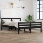 Black solid wood bed frame 120x190 cm by vidaXL, Beds and slatted bases - Ref: Foro24-814793, Price: 109,37 €, Discount: %