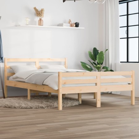 Solid wood bed frame 140x190 cm by vidaXL, Beds and slatted bases - Ref: Foro24-814799, Price: 95,19 €, Discount: %