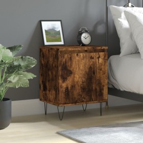 Smoked oak engineered wood bedside table 40x30x50 cm
