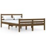 Estructura de cama doble madera maciza marrón miel 135x190 cm de vidaXL, Camas y somieres - Ref: Foro24-814797, Precio: 133,4...