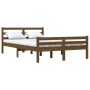 Estructura de cama doble madera maciza marrón miel 135x190 cm de vidaXL, Camas y somieres - Ref: Foro24-814797, Precio: 133,4...