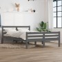 Gray solid wood bed frame 140x190 cm by vidaXL, Beds and slatted bases - Ref: Foro24-814801, Price: 136,60 €, Discount: %