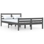 Gray solid wood bed frame 140x190 cm by vidaXL, Beds and slatted bases - Ref: Foro24-814801, Price: 136,60 €, Discount: %