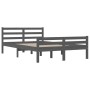 Estructura de cama de madera maciza gris 140x190 cm de vidaXL, Camas y somieres - Ref: Foro24-814801, Precio: 136,99 €, Descu...