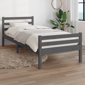 Estructura de cama madera maciza gris 90x200 cm de vidaXL, Camas y somieres - Ref: Foro24-814806, Precio: 108,99 €, Descuento: %