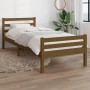 Honey brown solid wood bed frame 100x200 cm by vidaXL, Beds and slatted bases - Ref: Foro24-814812, Price: 101,60 €, Discount: %