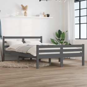 Estructura de cama madera maciza gris 120x200 cm de vidaXL, Camas y somieres - Ref: Foro24-814816, Precio: 129,99 €, Descuent...