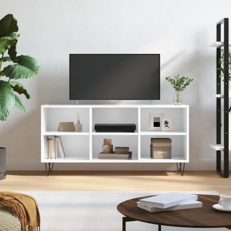 Mueble de TV madera de ingeniería blanco brillo 103,5x30x50 cm de vidaXL, Muebles TV - Ref: Foro24-826990, Precio: 58,90 €, D...