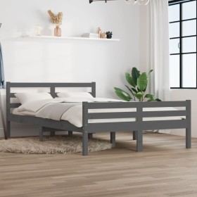 Gray solid wood bed frame 140x200 cm by vidaXL, Beds and slatted bases - Ref: Foro24-814821, Price: 138,99 €, Discount: %