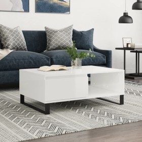 Glossy white engineered wood coffee table 90x60x35 cm by vidaXL, Coffee table - Ref: Foro24-827070, Price: 87,19 €, Discount: %