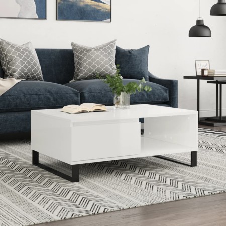 Glossy white engineered wood coffee table 90x60x35 cm by vidaXL, Coffee table - Ref: Foro24-827070, Price: 87,99 €, Discount: %