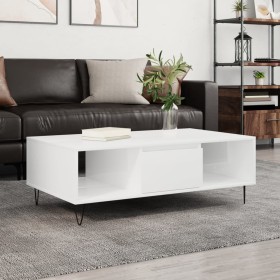 Glänzend weißer Couchtisch aus Holzwerkstoff, 104 x 60 x 35 cm von vidaXL, Couchtisch - Ref: Foro24-827086, Preis: 71,99 €, R...