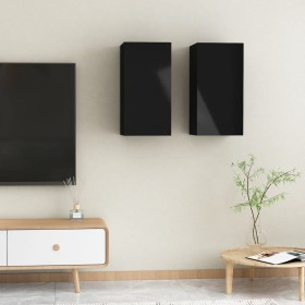 TV Furniture 2 units plywood black gloss 30.5x30x60cm by vidaXL, TV Furniture - Ref: Foro24-803341, Price: 78,99 €, Discount: %