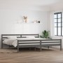 Gray solid wood double bed frame 180x200 cm by vidaXL, Beds and slatted bases - Ref: Foro24-814836, Price: 135,91 €, Discount: %