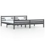 Gray solid wood double bed frame 180x200 cm by vidaXL, Beds and slatted bases - Ref: Foro24-814836, Price: 135,91 €, Discount: %