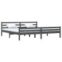 Gray solid wood double bed frame 180x200 cm by vidaXL, Beds and slatted bases - Ref: Foro24-814836, Price: 135,91 €, Discount: %