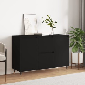 Black engineered wood sideboard 104x35x70 cm by vidaXL, Sideboards - Ref: Foro24-827197, Price: 106,99 €, Discount: %