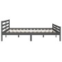 Gray solid wood double bed frame 180x200 cm by vidaXL, Beds and slatted bases - Ref: Foro24-814836, Price: 135,91 €, Discount: %