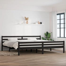 Black solid wood bed frame Supe King 180x200 cm by vidaXL, Beds and slatted bases - Ref: Foro24-814838, Price: 134,99 €, Disc...