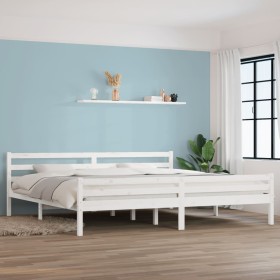 White solid wood bed frame 200x200 cm by vidaXL, Beds and slatted bases - Ref: Foro24-814840, Price: 123,26 €, Discount: %