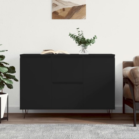 Black engineered wood sideboard 104x35x70 cm by vidaXL, Sideboards - Ref: Foro24-827205, Price: 101,66 €, Discount: %