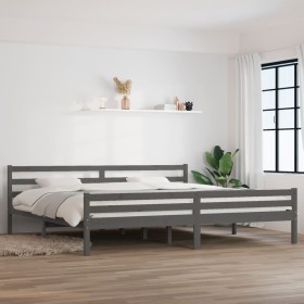 Gray solid wood bed frame 200x200 cm by vidaXL, Beds and slatted bases - Ref: Foro24-814841, Price: 116,99 €, Discount: %