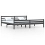 Gray solid wood bed frame 200x200 cm by vidaXL, Beds and slatted bases - Ref: Foro24-814841, Price: 116,99 €, Discount: %