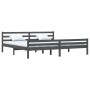 Gray solid wood bed frame 200x200 cm by vidaXL, Beds and slatted bases - Ref: Foro24-814841, Price: 116,99 €, Discount: %