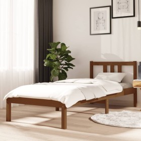 Estructura de cama madera maciza marrón miel 75x190 cm de vidaXL, Camas y somieres - Ref: Foro24-814847, Precio: 94,99 €, Des...