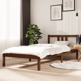 Estructura de cama madera maciza marrón miel 90x190 cm de vidaXL, Camas y somieres - Ref: Foro24-814852, Precio: 81,99 €, Des...