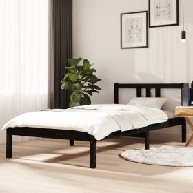 Black solid wood single bed frame 90x190 cm by vidaXL, Beds and slatted bases - Ref: Foro24-814853, Price: 93,99 €, Discount: %