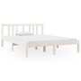 Estructura de cama de madera maciza blanca 135x190 cm de vidaXL, Camas y somieres - Ref: Foro24-814860, Precio: 77,38 €, Desc...