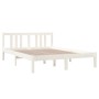 Estructura de cama de madera maciza blanca 135x190 cm de vidaXL, Camas y somieres - Ref: Foro24-814860, Precio: 77,38 €, Desc...