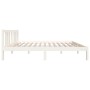 Estructura de cama de madera maciza blanca 135x190 cm de vidaXL, Camas y somieres - Ref: Foro24-814860, Precio: 77,38 €, Desc...