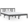 Double gray solid wood bed frame 135x190 cm by vidaXL, Beds and slatted bases - Ref: Foro24-814861, Price: 129,99 €, Discount: %