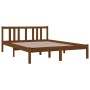 Honey brown solid wood double bed frame 135x190 cm by vidaXL, Beds and slatted bases - Ref: Foro24-814862, Price: 149,59 €, D...