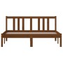 Honey brown solid wood double bed frame 135x190 cm by vidaXL, Beds and slatted bases - Ref: Foro24-814862, Price: 149,59 €, D...