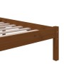 Honey brown solid wood double bed frame 135x190 cm by vidaXL, Beds and slatted bases - Ref: Foro24-814862, Price: 149,59 €, D...