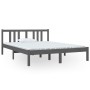 Gray solid wood bed frame 140x190 cm by vidaXL, Beds and slatted bases - Ref: Foro24-814866, Price: 113,99 €, Discount: %