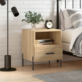 Engineered wood nightstand in Sonoma oak, measuring 40x35x47.5 cm. by vidaXL, Nightstands - Ref: Foro24-827458, Price: 44,99 ...