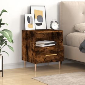 Smoked oak engineered wood bedside table 40x35x47.5 cm by vidaXL, Nightstands - Ref: Foro24-827414, Price: 40,35 €, Discount: %