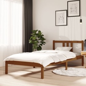 Estructura de cama madera maciza marrón miel 90x200 cm de vidaXL, Camas y somieres - Ref: Foro24-814872, Precio: 86,99 €, Des...