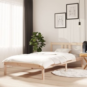 Solid wood bed frame 100x200 cm by vidaXL, Beds and slatted bases - Ref: Foro24-814874, Price: 53,99 €, Discount: %