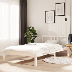 White solid wood bed frame 100x200 cm by vidaXL, Beds and slatted bases - Ref: Foro24-814875, Price: 83,34 €, Discount: %